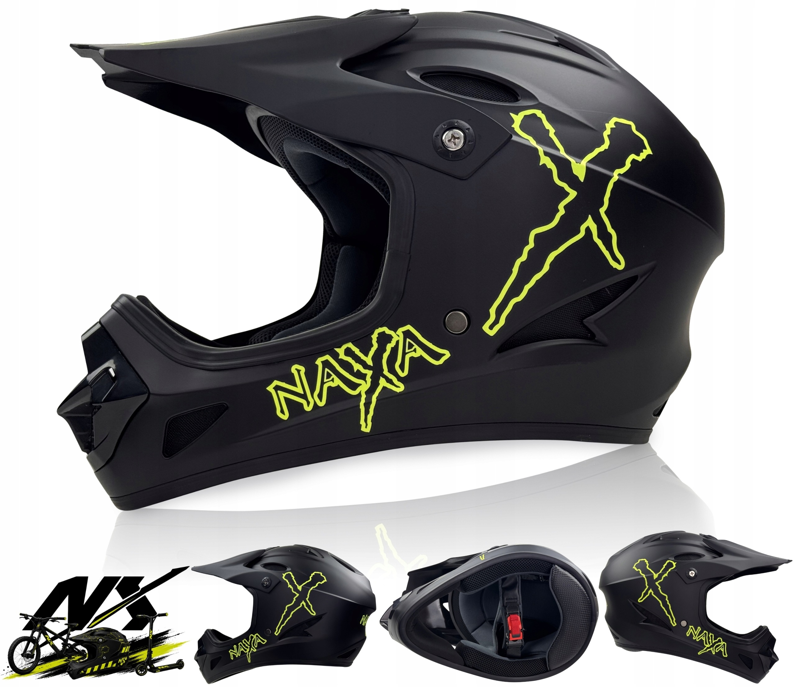 Žlutá Cyklistická Přilba Naxa DH3 Nx Downhill Na Koloběžku Kolečkové Brusle vel. M Certifikát