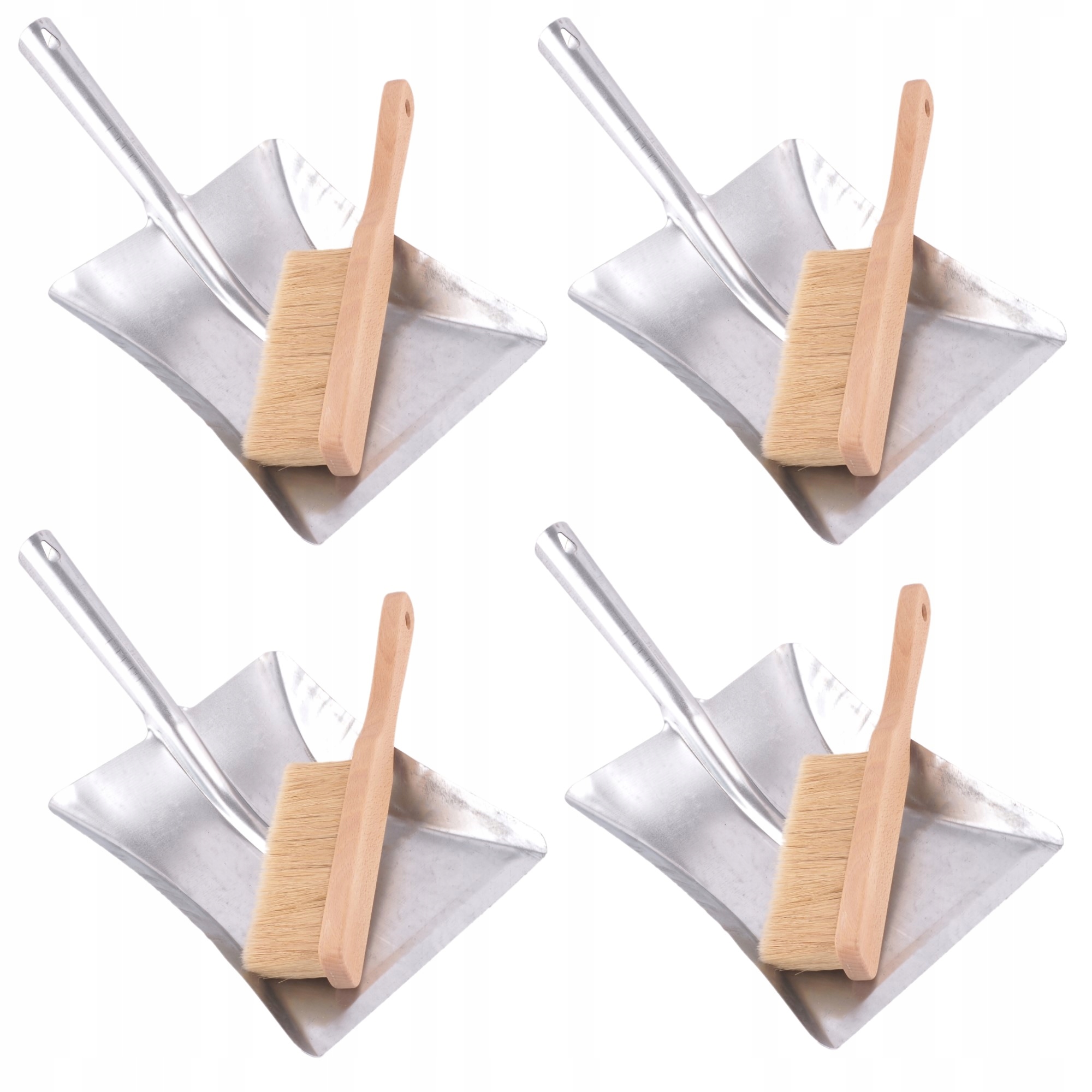 Levně 4x Lopatka Na Odpadky Pozink a Zametač Štětin