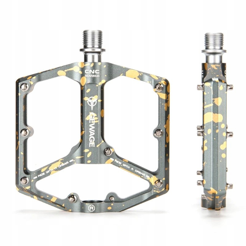 Pedały Rowerowe Platformowe Aluminiowe 3 Łożyska Maszynowe Gewage Szare