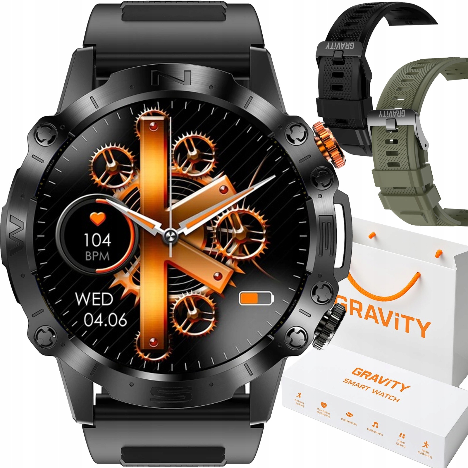 Zegarek Smartwatch Gravity GT20-7 BK/GM2/BK