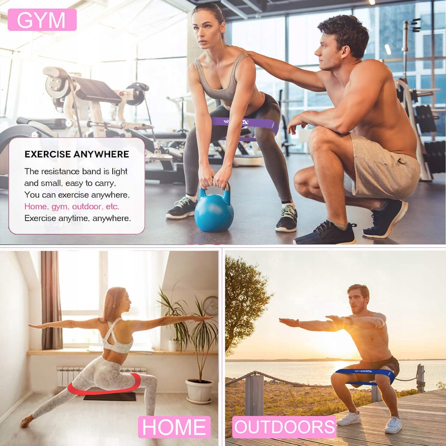 Opaski do Ćwiczeń 4 szt. Taśmy Fitness Wotek Szerokość 50 mm