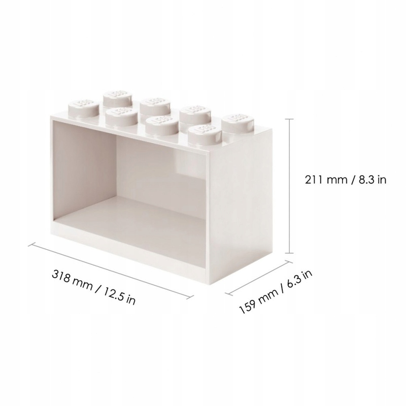 LEGO PÓŁKA NAŚCIENNA BRICK 8 41151735 - BIAŁA Głębokość mebla 31.8 cm