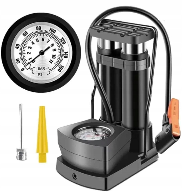 POMPKA NOŻNA Z MANOMETREM DO ROWERU SAMOCHODU PRZENOŚNA