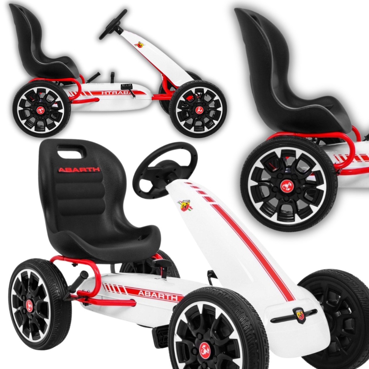 Gokart Na Pedały Dla Dzieci Dziecka Abarth Do 25KG Jeździk Duży Biały