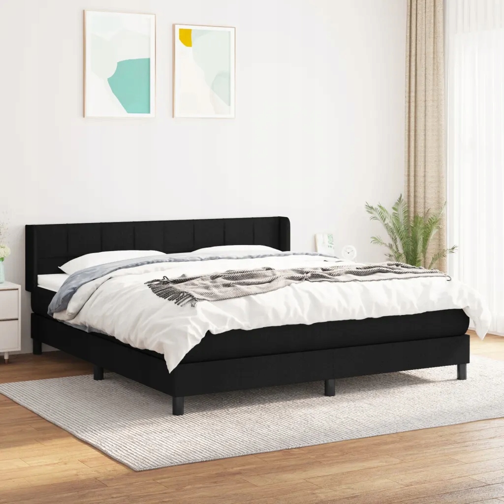 Box spring postel s matrací černá 160x200 cm textil Černý 3129723