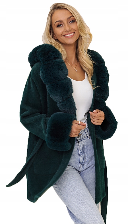 MIĘCIUTKA ALPAKA Z FUTERKIEM KURTKA Z PASKIEM Płeć kobieta