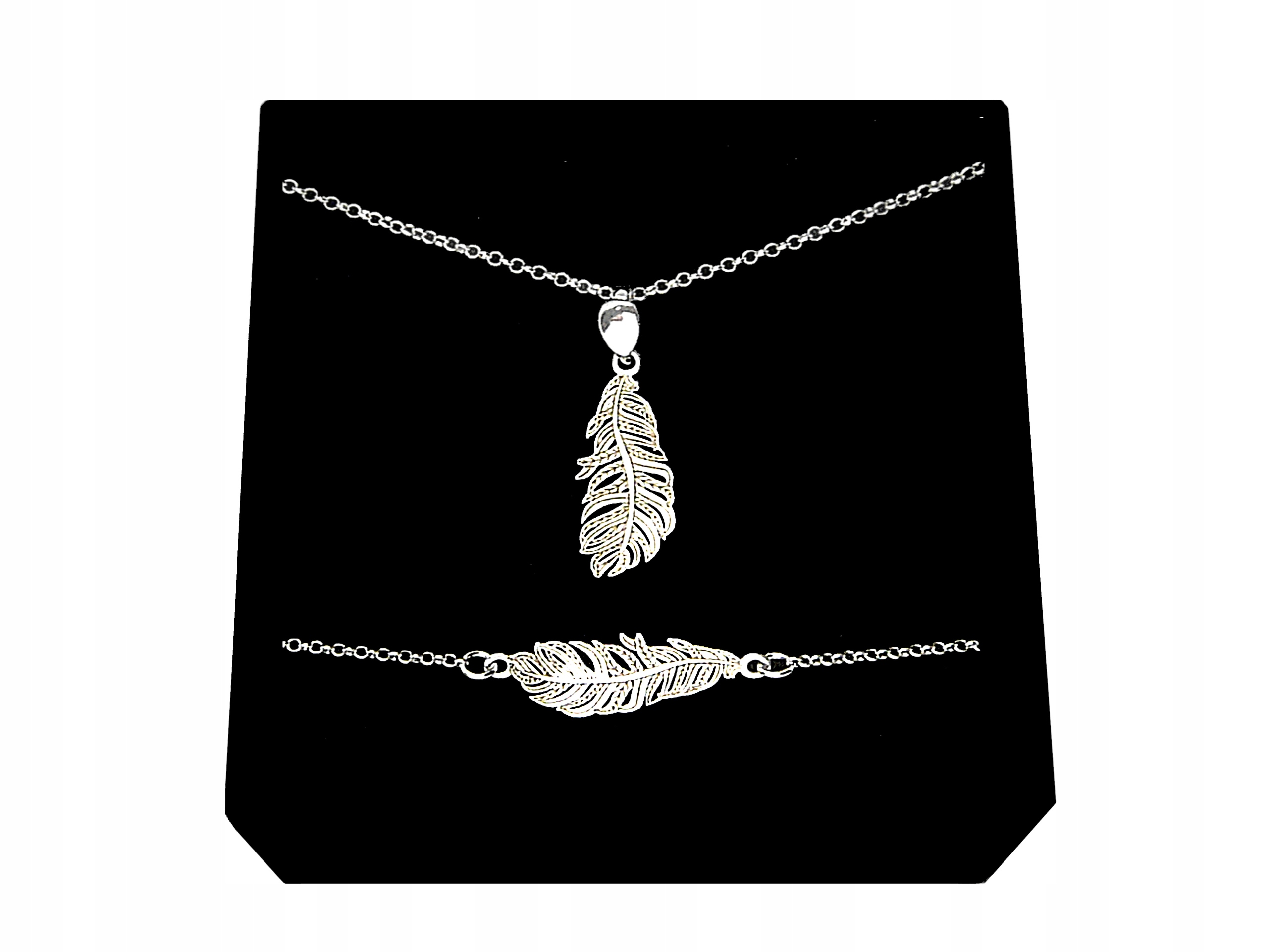 

Srebrny Komplet Biżuterii Pióro Piórko srebro 925