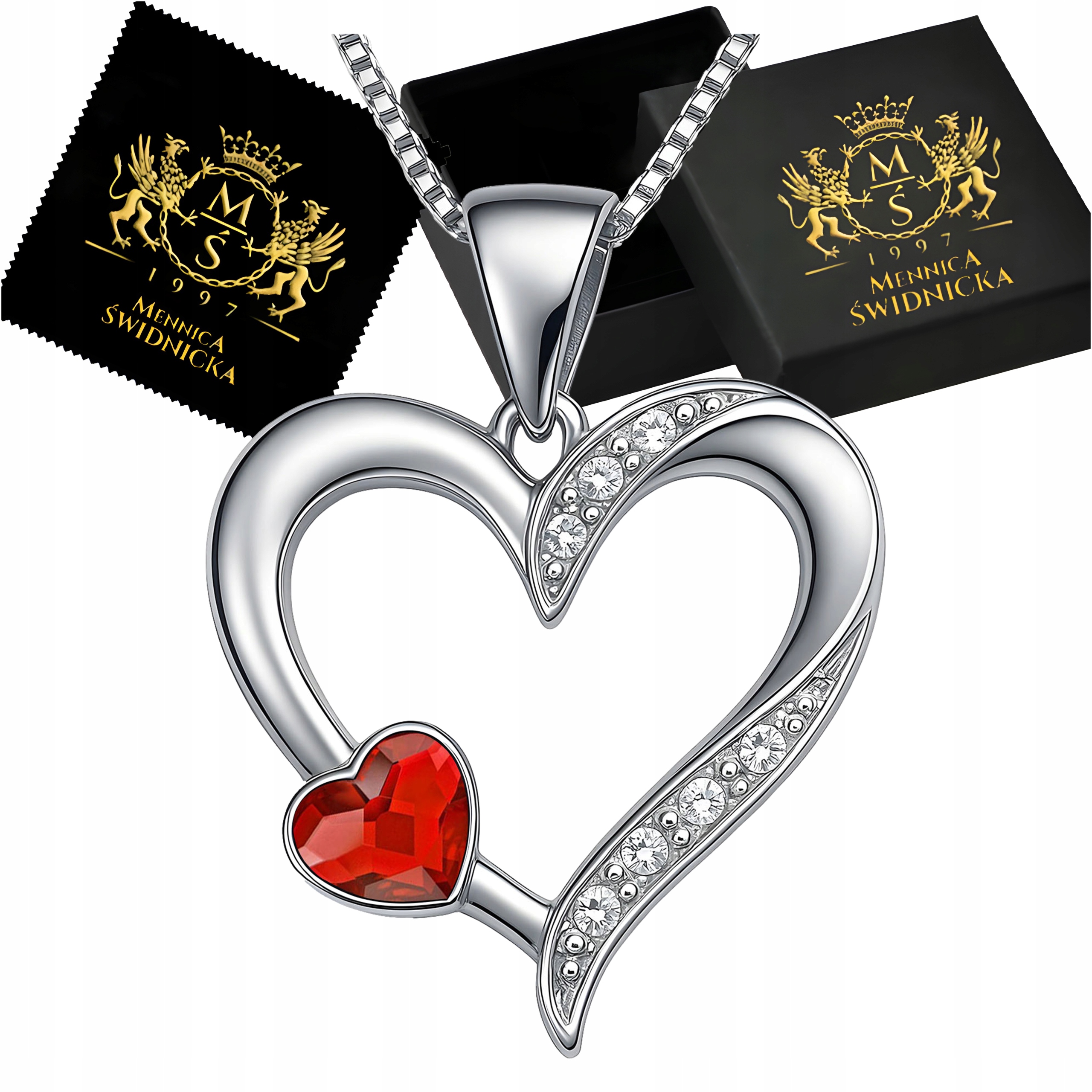 Stříbrný náhrdelník Stříbro 925 Srdce Řetízek s přívěskem Dárek Zirkony