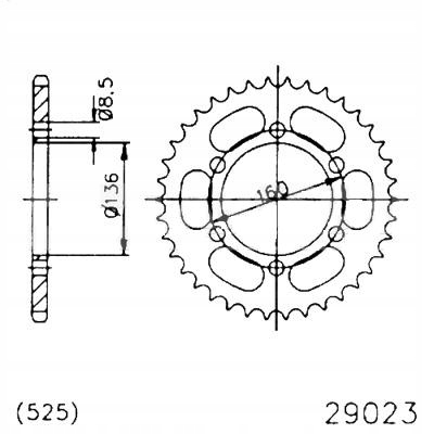 Zadní ozubené kolo ocel Esjot 29023-41 41z velikost 525