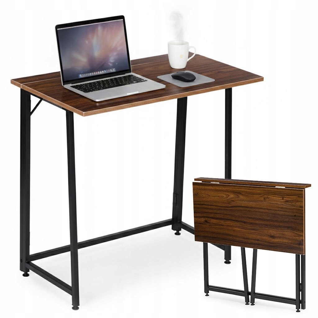 Skládací počítačový stůl 80x45 cm stolek pod notebook loft tmavý ořech
