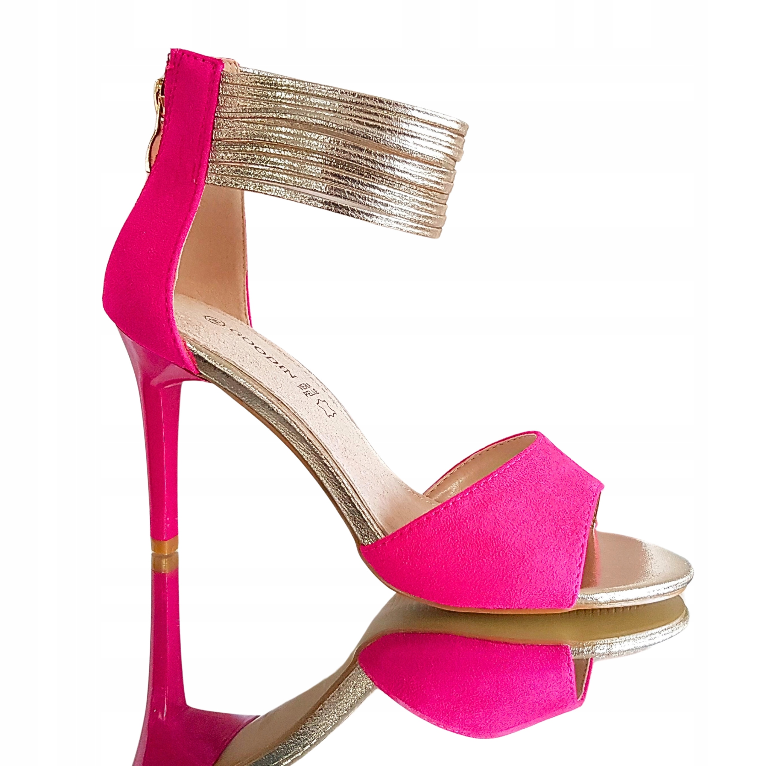 Fuksja Buty Sandałki Ozdobne Paseczki Bransoletki Wkładka Skóra 37