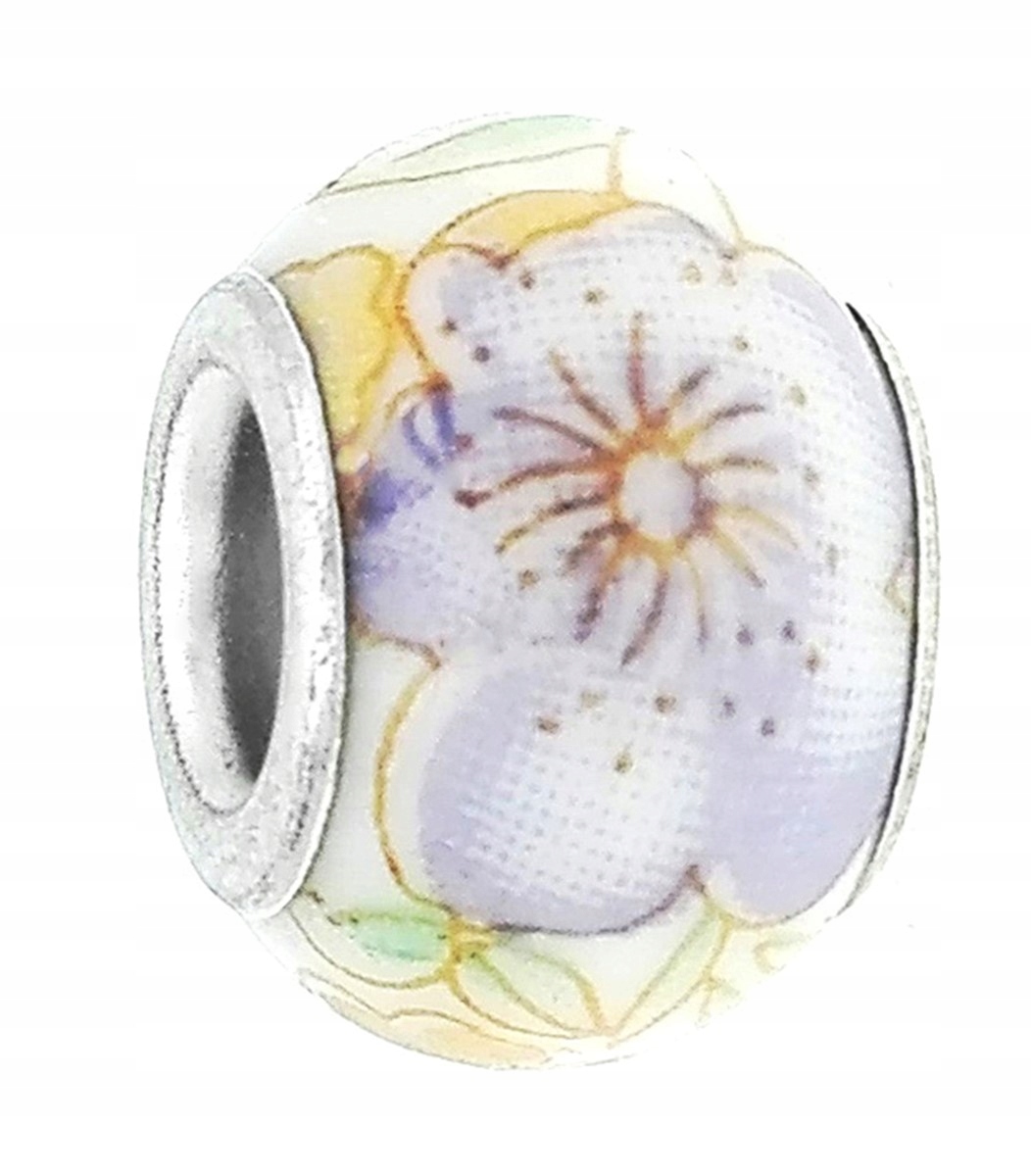 

Zawieszka beads ceramiczny fioletowe kwiaty