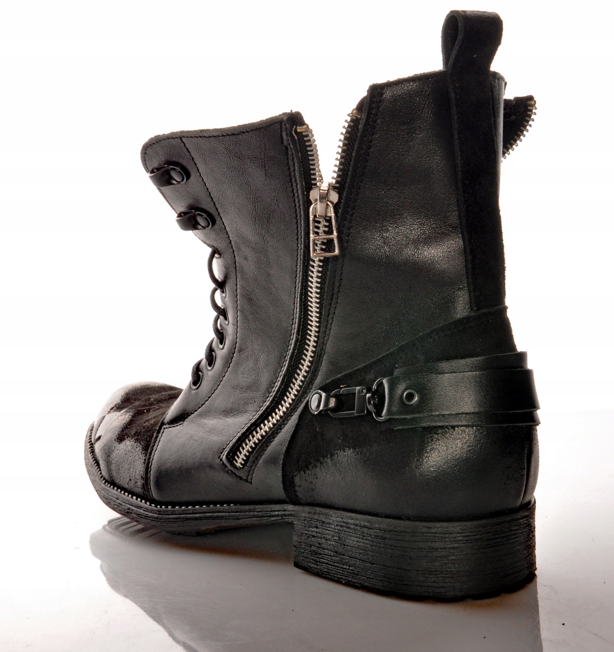 BUTY czarne militarne sztyblety MĘSKIE skóra 40 PL Marka Bullet