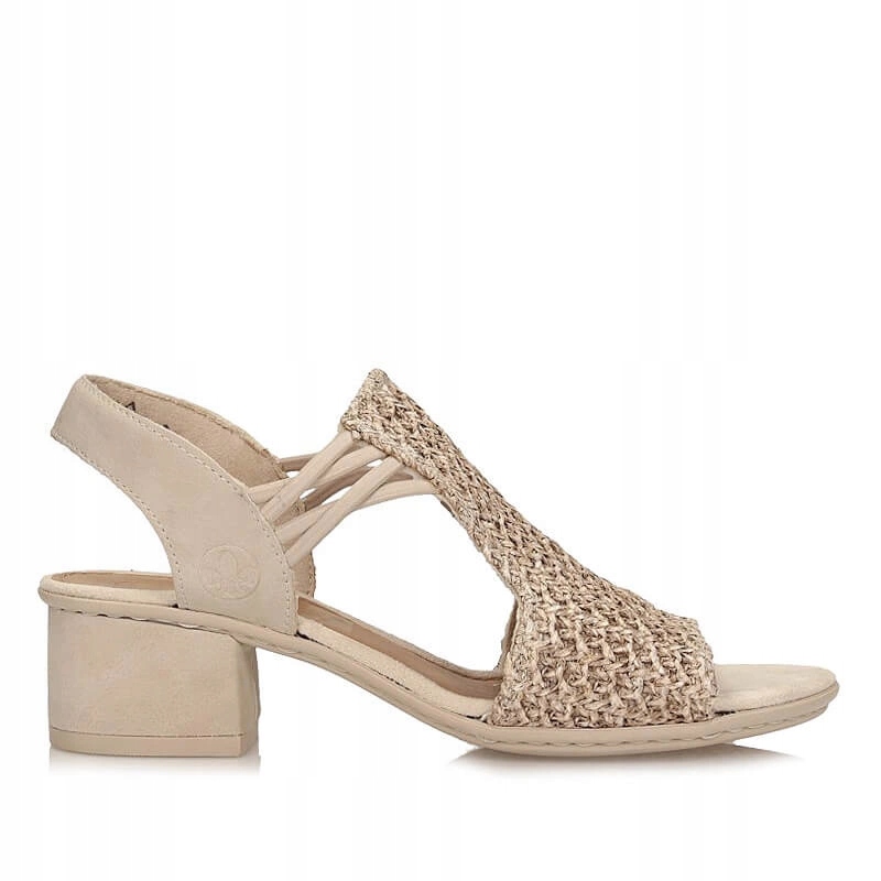 Béžové dámské sandály na podpatku Rieker 64962-60