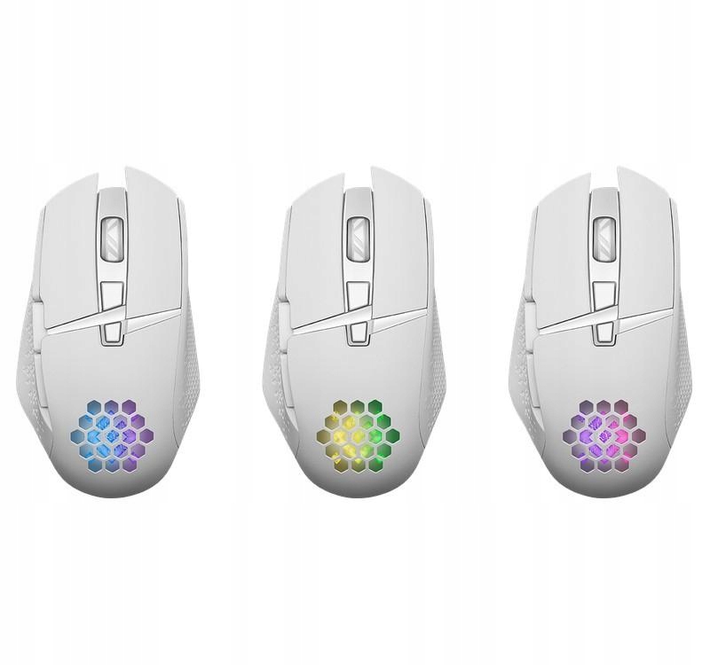 Mysz gamingowa bezprzewodowa Glory GM-514 Rgb 7P 1200/2400/3200 Dpi biała