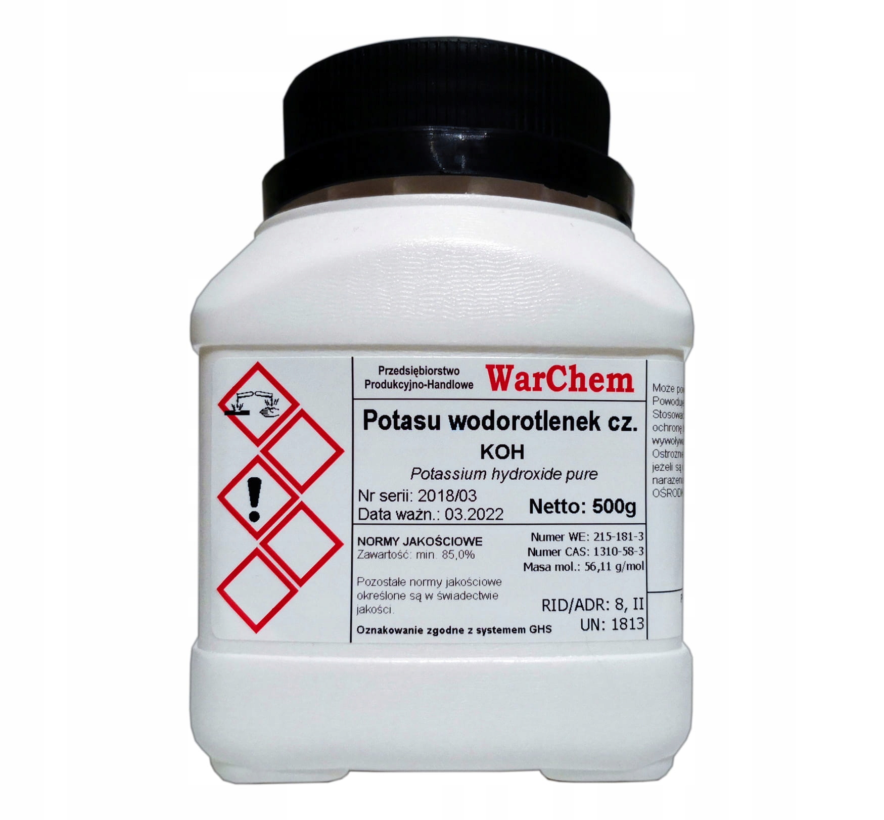 

Wodorotlenek Potasu 500g Warchem [52346]