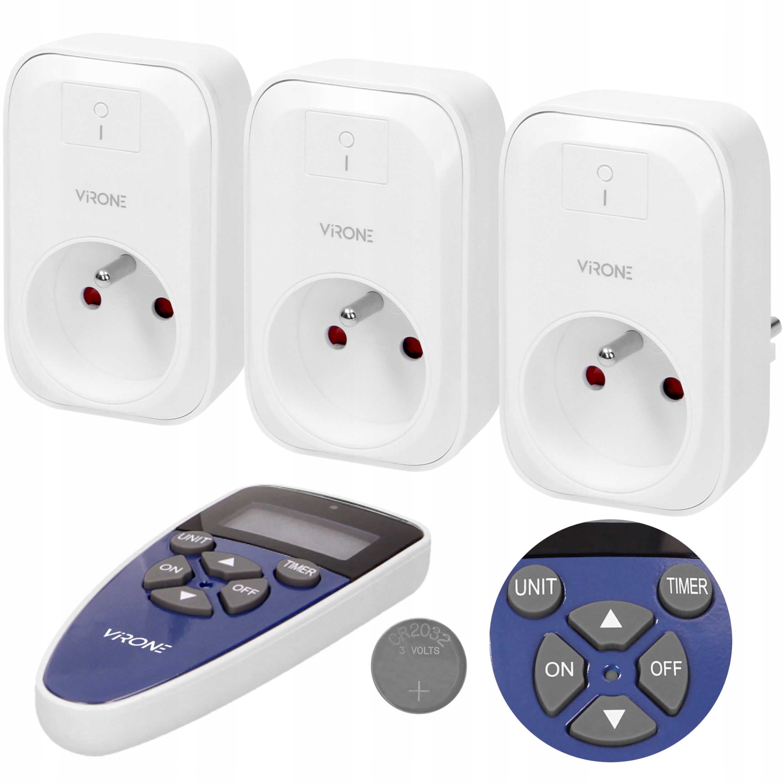 

3 Gniazda Bezprzewodowe Na Pilota Z Wył. Czasowym