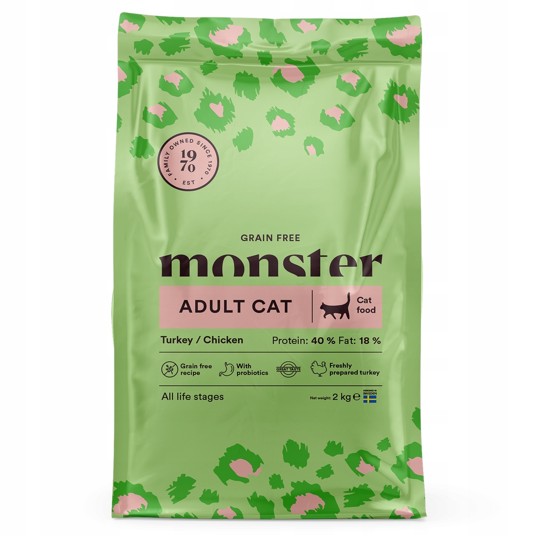 Levně Monster Cat Adult 2kg Bezobilné suché Krmivo Pro Kočky Krůta s kuřecím masem