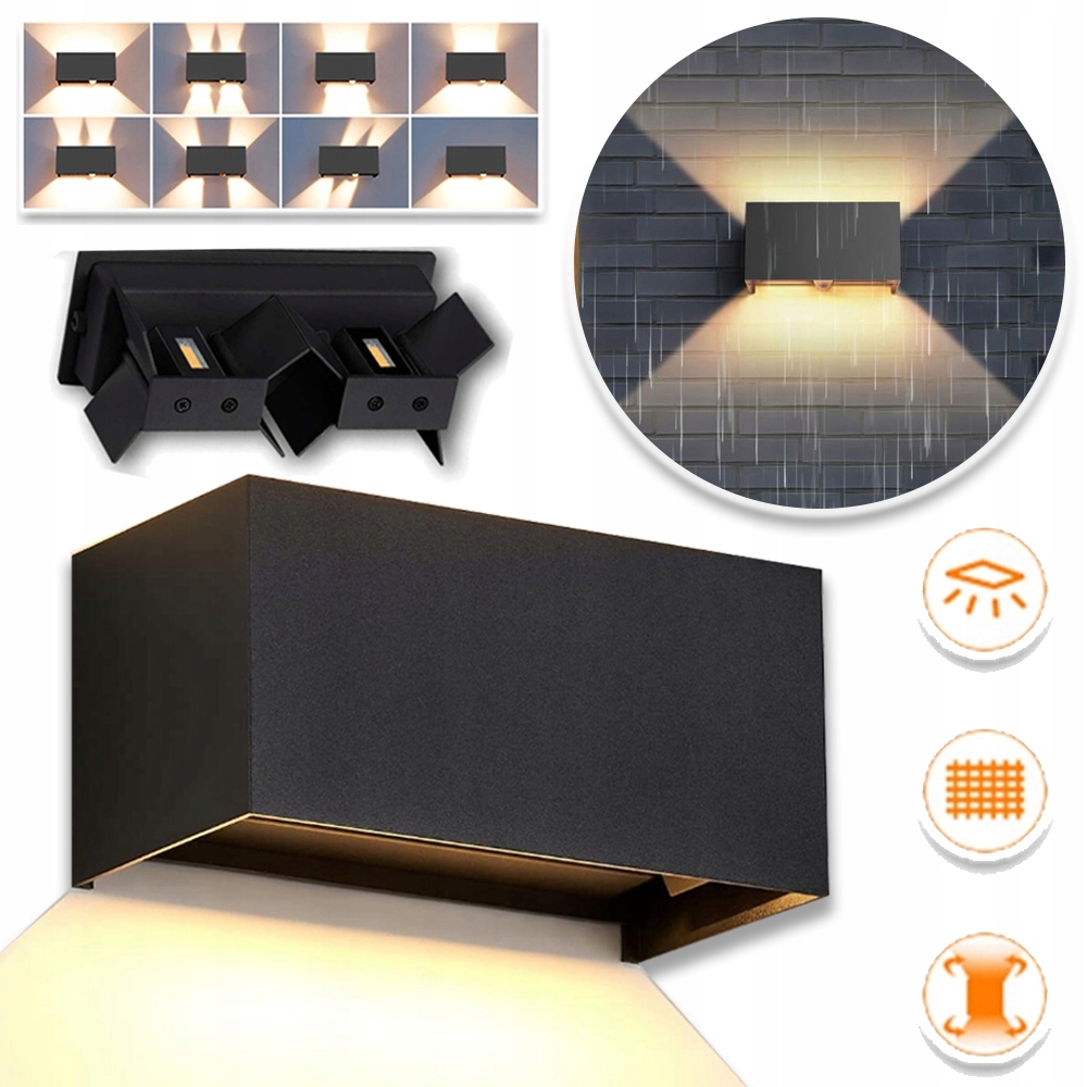 Lampa Ścienna Elewacyjna Zewnętrzny Kinkiet Led 20W IP65 Góra Dół Loft
