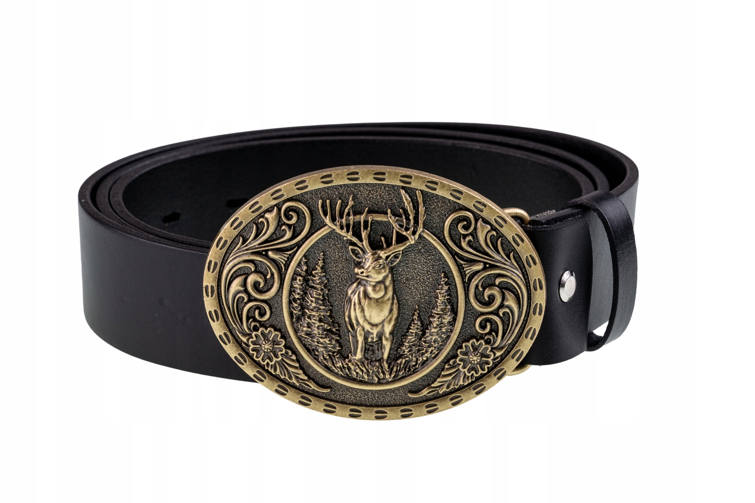 Pasek skórzany Bór Hunter Classic Ornate Deer Gold -115