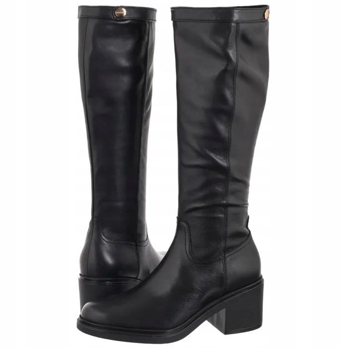 Dámské vysoké kozačky na podpatku Ryłko Černé Kůže B5XU1___M_WD