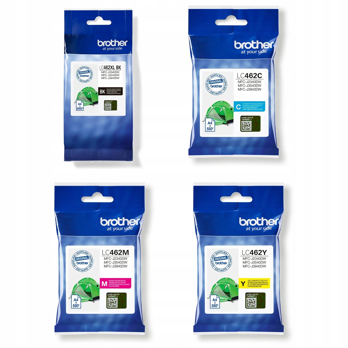 Tusze Brother LC462XL czarny LC462 zestaw Cmyk