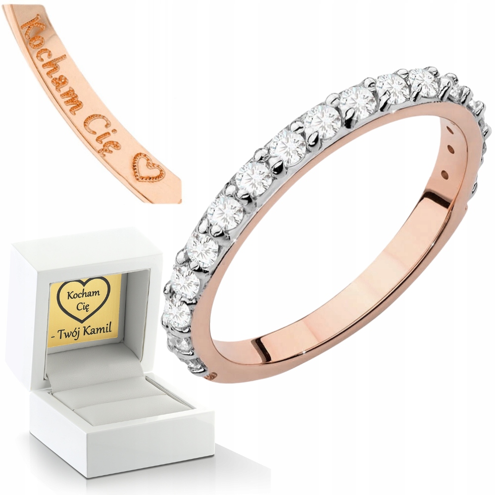 Růžové Zlato Prstýnek Laboratorní Brilianty 0,34 Ct 585 Gravírování Bonus