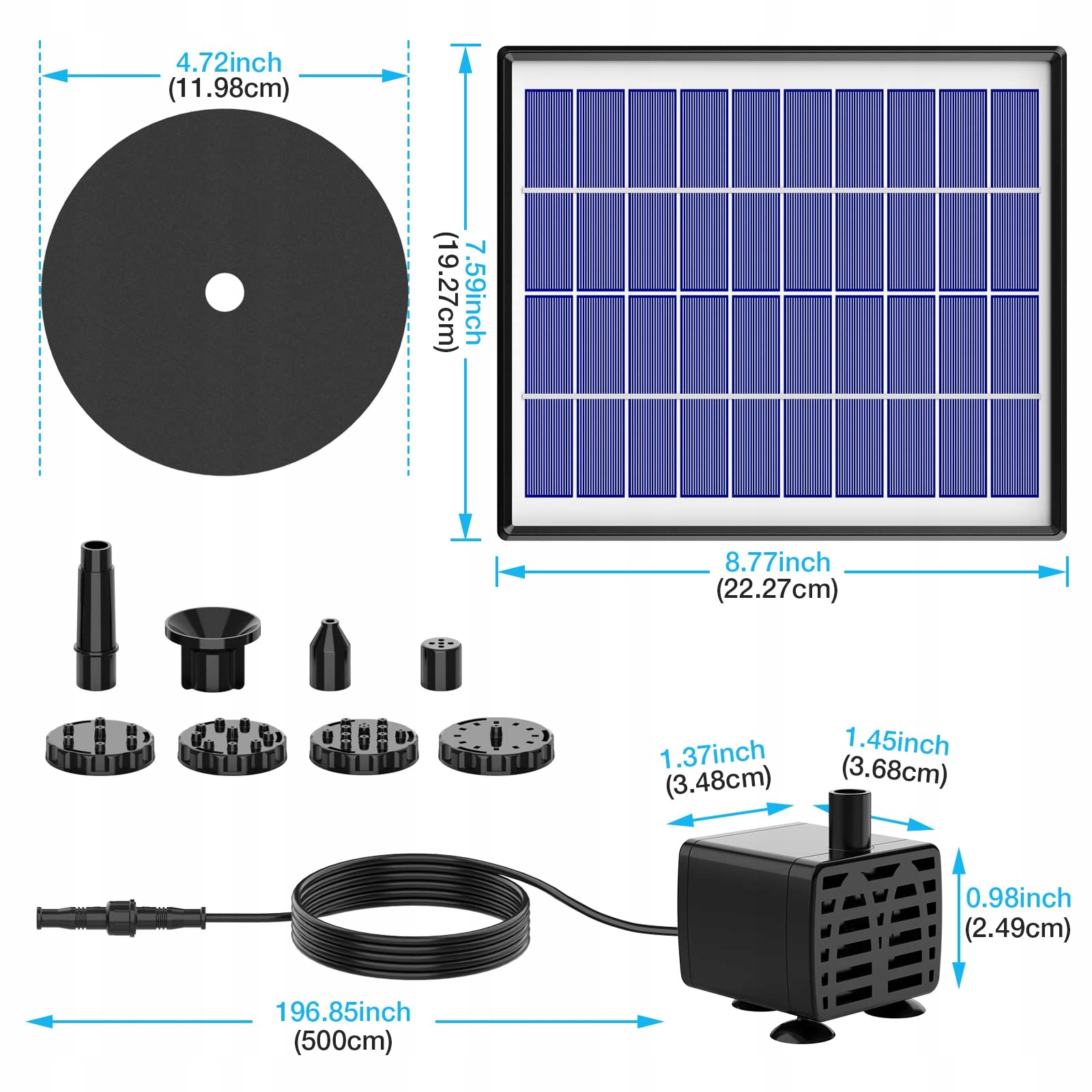 AISITIN Fontanna Solarna 6.5W Z Wbudowaną Baterią 1500 mAh Do Ogrodu — miniatura 2