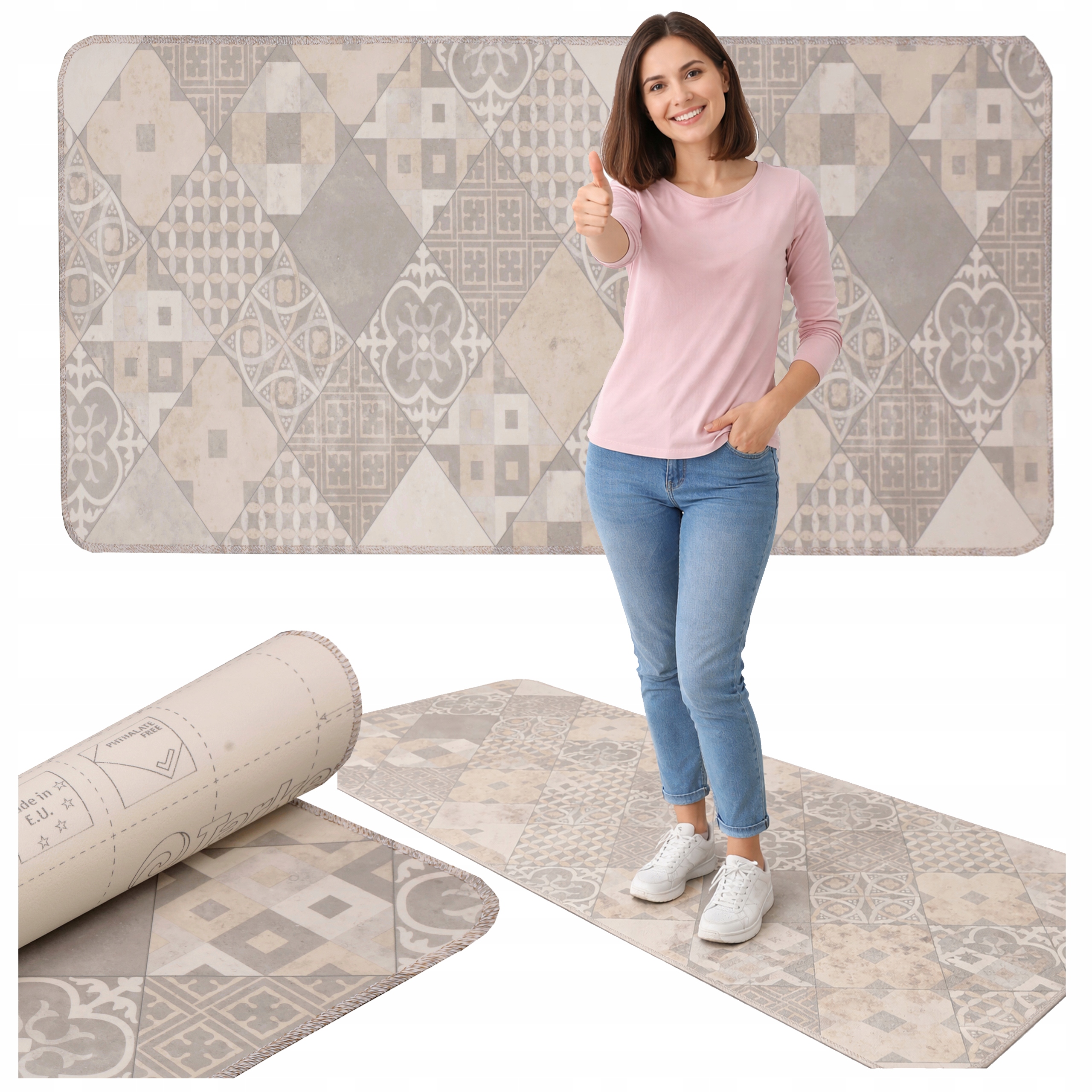 Koberec Běhoun kuchyňská podložka do kuchyně voděodolná, Tlustý Gumolit Obšitý 63x300 CM