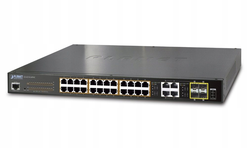 Planet GS-4210-24PL4C PoE switch L2 L4, 28x 1000Base-T, 4x Sfp, Web Snm
