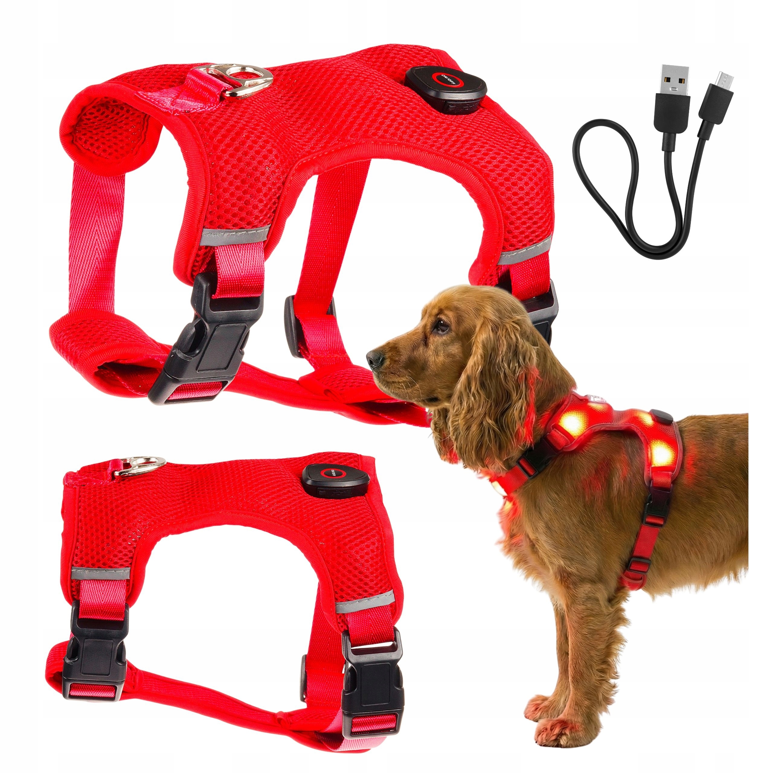 Led svítící postroje pro psa svítí ve tmě beztlakové typu Guard S Usb