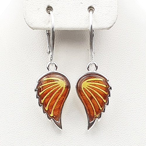 Stříbrné Náušnice s originální baltský jantar stříbro Anglické