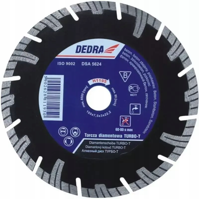 Tarcza diamentowa turbo-T Dedra H1198E 250x25,4mm