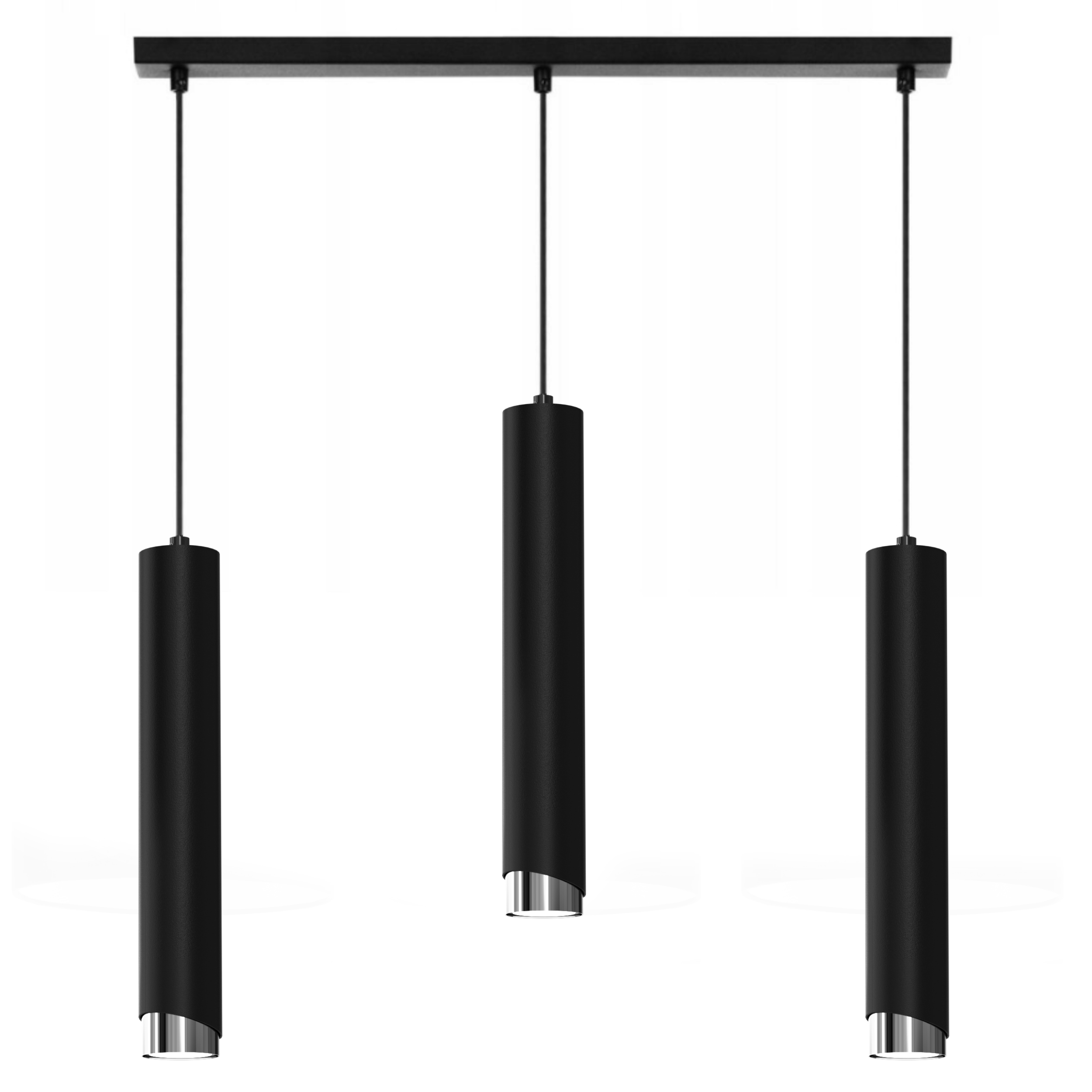 Závěsné Stropní Svítidlo Trubice Kov GU10 Loft Spot Černá Chromová Sopel