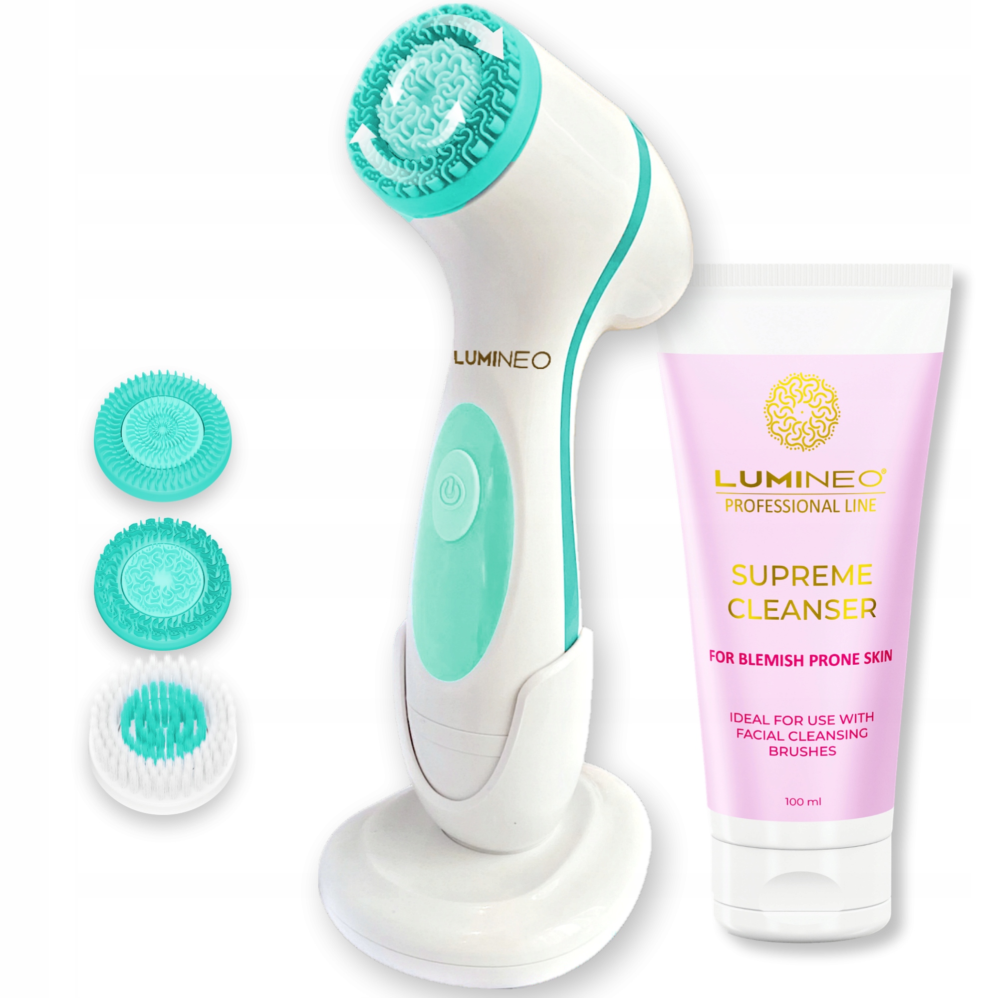 Lumineo kartáček masážní přístroj na mytí obličeje, akné a ekzémy bio gel