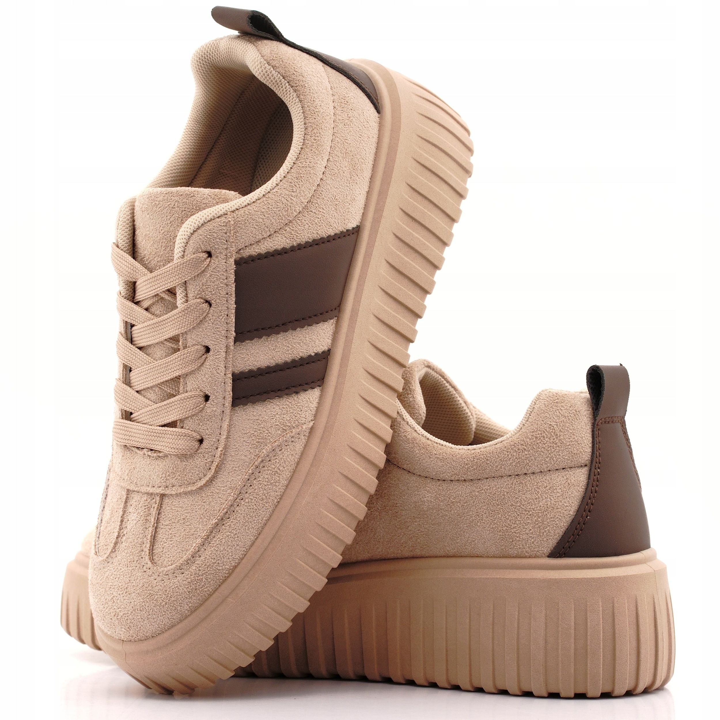 Getel Buty Sportowe Damskie Sneakersy Na Platformie Beżowe 3523 38