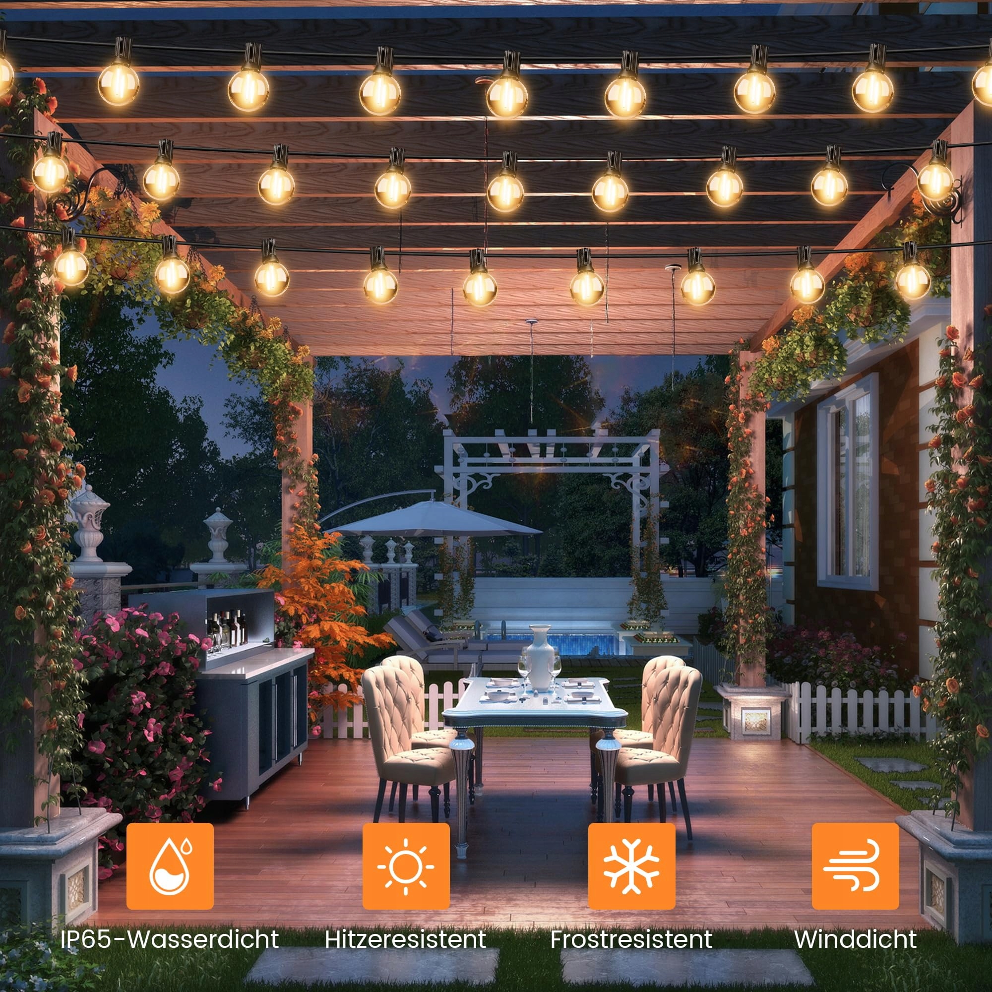 OHLUX Solarna Girlanda LED 18M 27 G40 IP65 Wodoodporna Na Balkon Ogród — miniatura 2