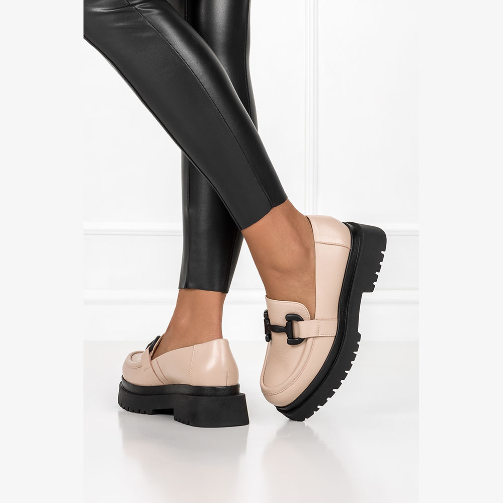 MOKASYNY DAMSKIE SKÓRZANE NA PLATFORMIE WYGODNE 40 Rozmiar 40