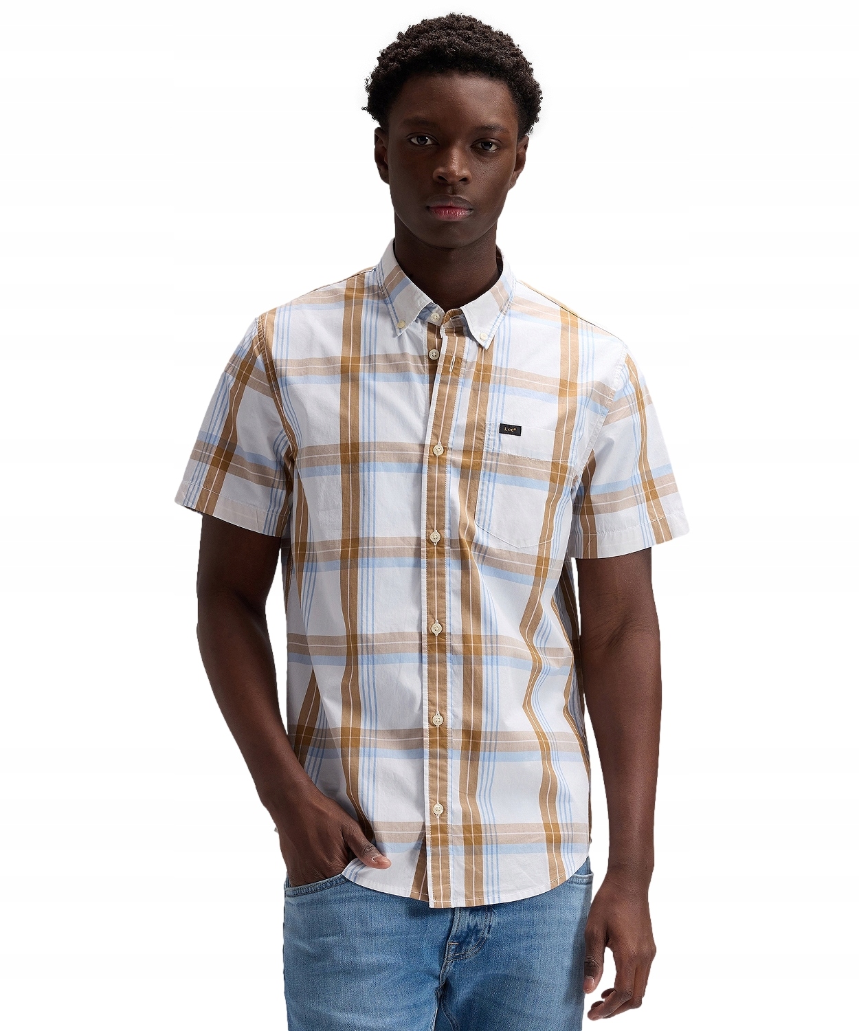 Košile Lee Ss Button Down 112376533 Safari Halogen Plaid XL