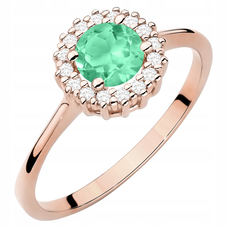 Zlatý Prstýnek pr. 585 14k s brilianty a smaragdem 0,50ct