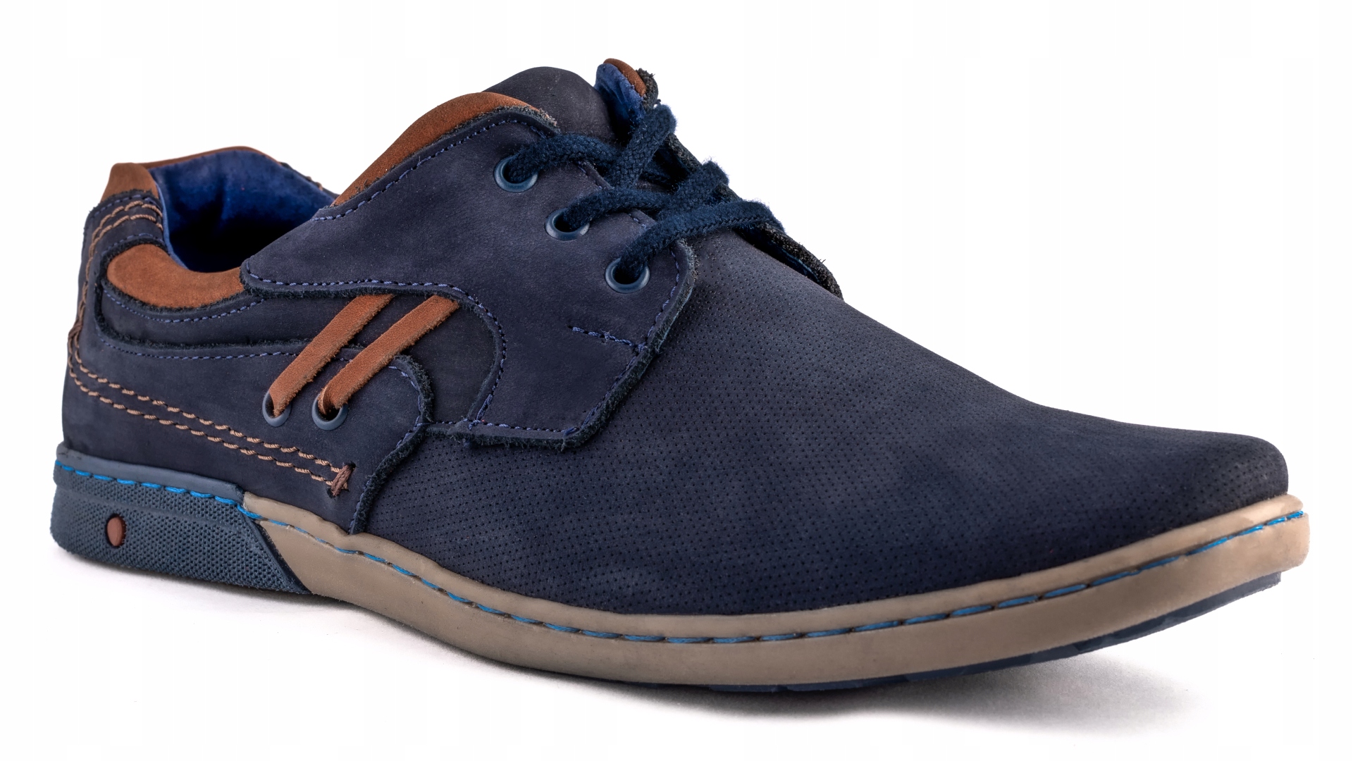 

Buty męskie Polskie półbuty skórzane granatowe 43