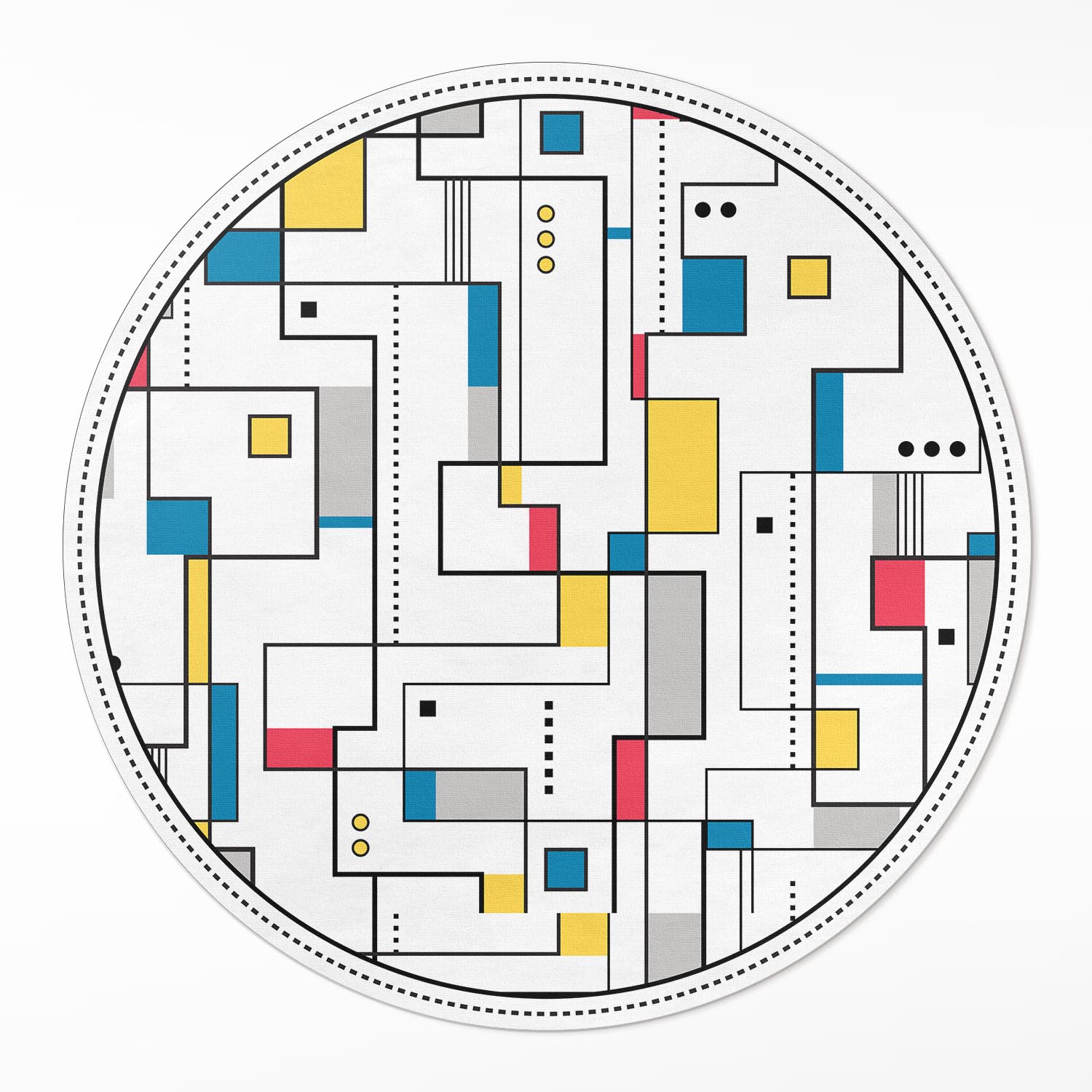 Moderní Kulatý Koberec Vinyl do obývacího pokoje Barevná abstrakce linie ⌀ 110 cm