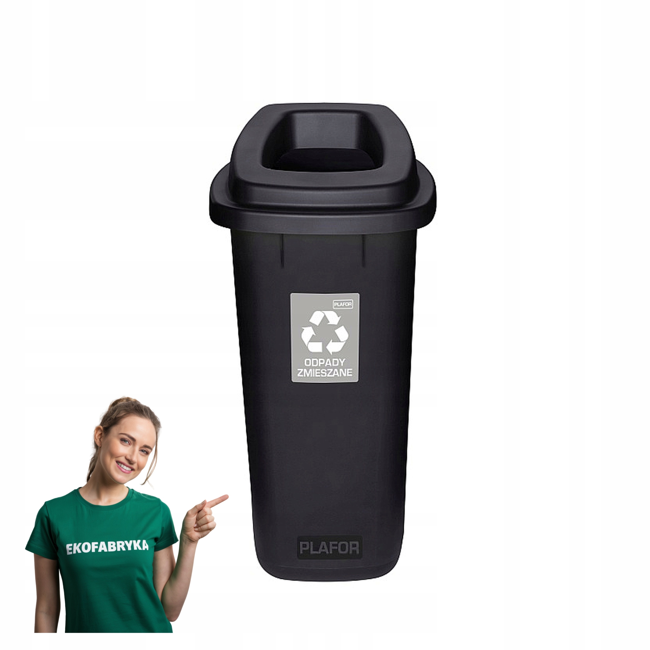 Kosz pojemnik na śmieci czarny zmieszane 90l mocny do kuchni szkoły biura