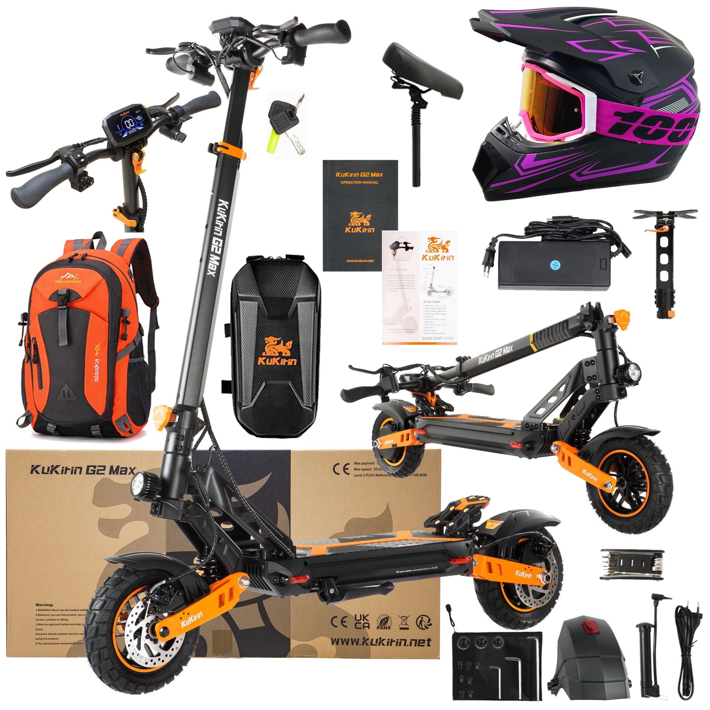 Kukirin G2 Max Skládací elektrické vozidlo 1200W 48V 20Ah 55KM/H Pl Dárek