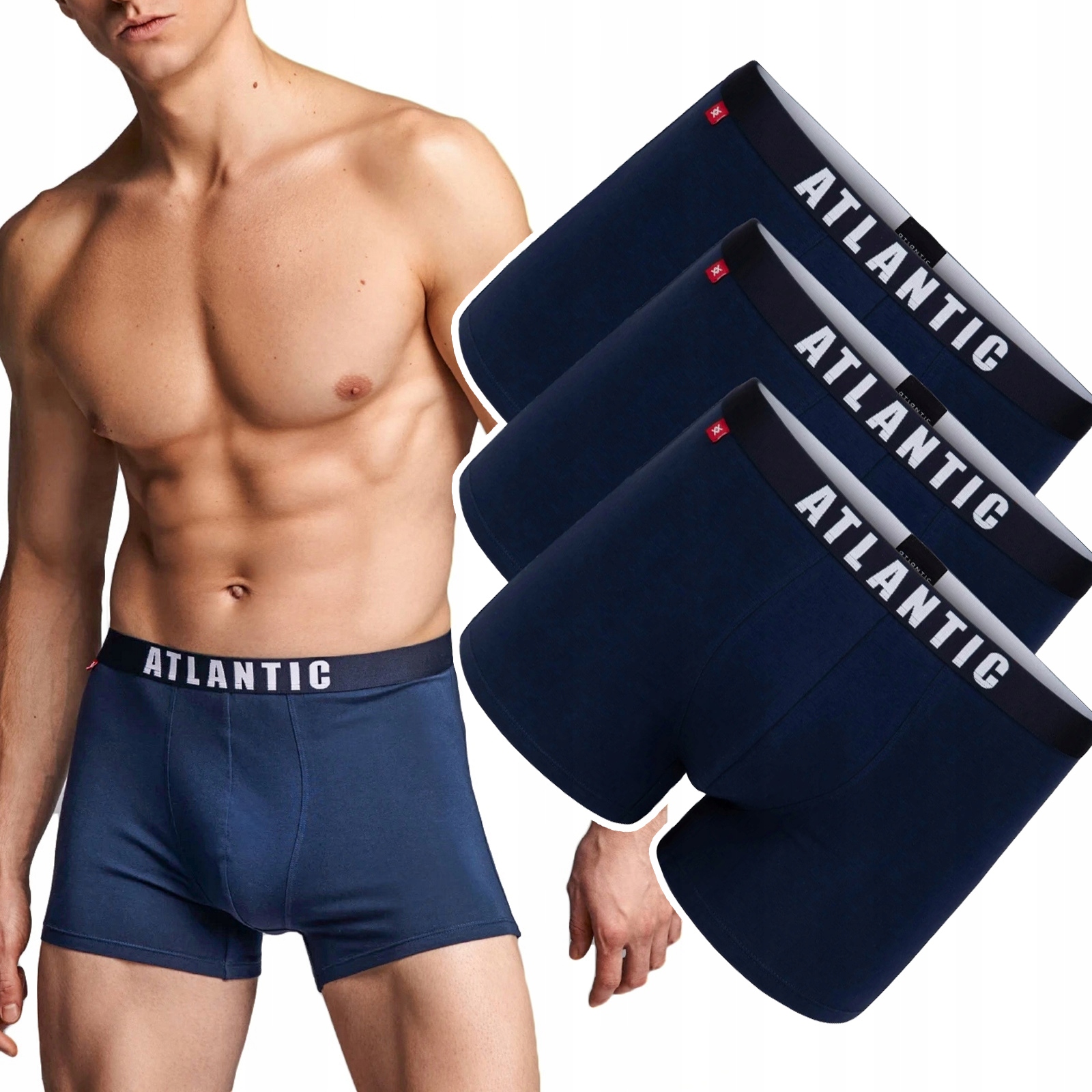 Atlantic 3MH-011-GR bokserki męskie bawełniane 3 pary M