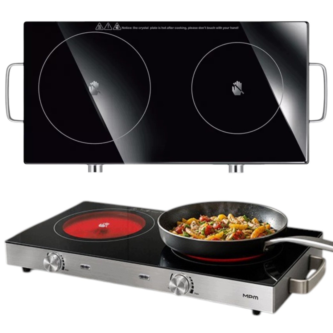 Kuchenka Elektryczna Ceramiczna 2800W Dwa Pola Hilight 20cm 16cm Termostat