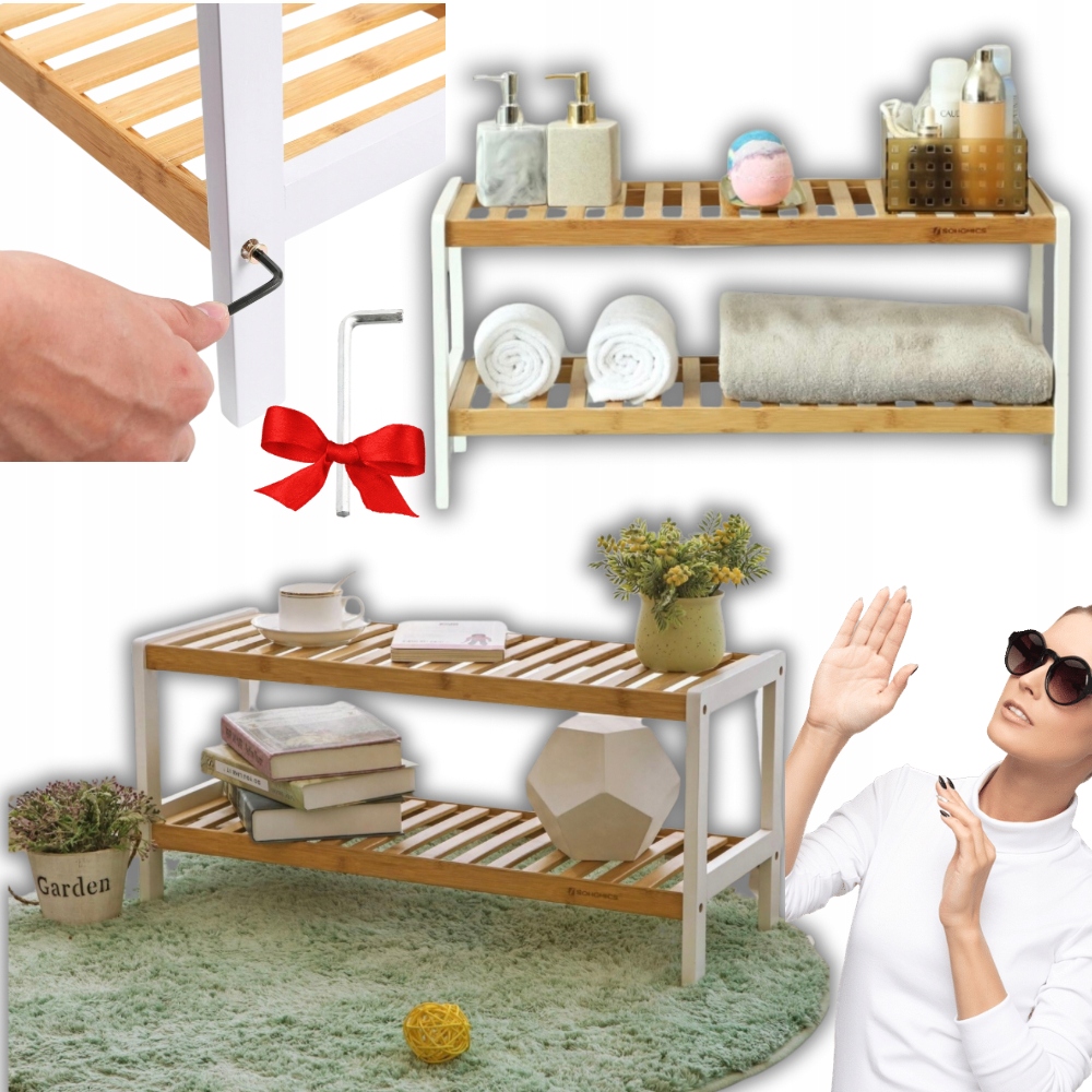 Regál Skříňka Police Organizér Stojan Na Boty Knihy Bambusová Dřevěná!