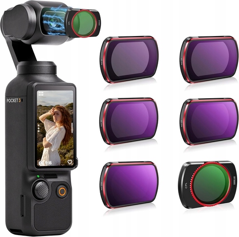 6 Sztuk Zestaw Filtrów Nd Do Dji Osmo Pocket 3 Cpl Nd 8, 16, 32, 64, ND256