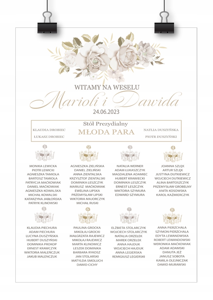 Plan stołów weselnych - Wesele - plakat 60 x 90 cm