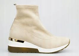 Béžové semišové kotníkové boty dámské tenisky sportovní kozačky R.Polański 40